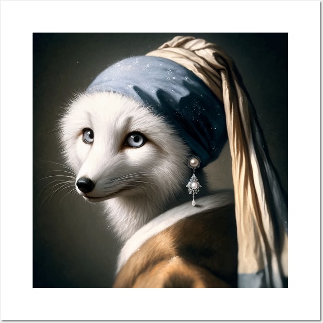 Wildlife Conservation - Pearl Earring Arctic Fox Meme Wall Art by Edd Paint Something